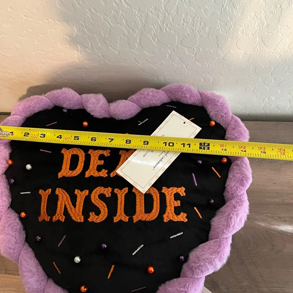 Cupcakes & Cashmere ‘Dead Inside’ Heart Shaped Cake Halloween Pillow